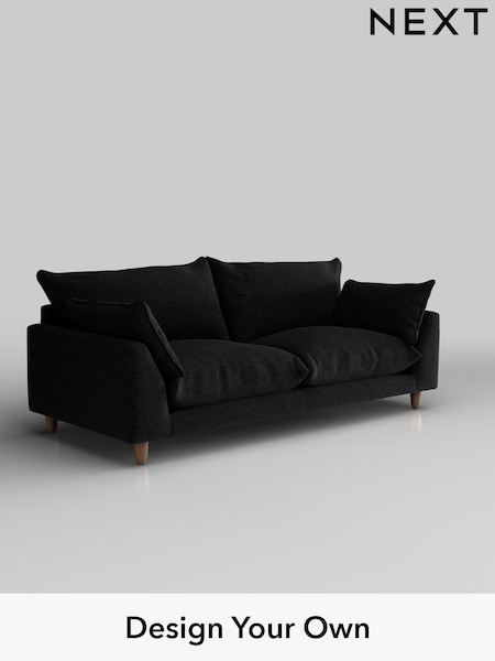 Fine Chenille Easy Clean/Black Noa Deep Relaxed Sit (W44573) | £1,275