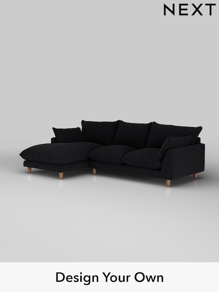 Fine Chenille Easy Clean/Black Noa Deep Relaxed Sit (W44573) | £1,875