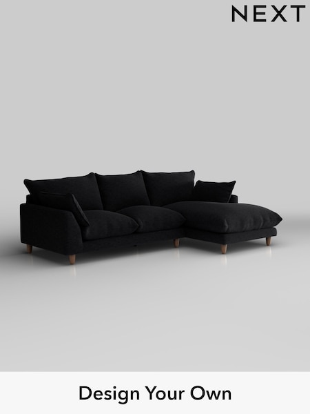 Fine Chenille Easy Clean/Black Noa Deep Relaxed Sit (W44573) | £1,875
