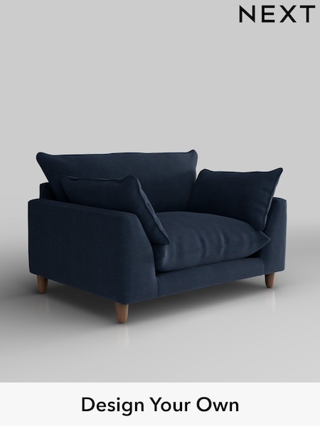 Fine Chenille Easy Clean/Dark Navy Blue Noa Deep Relaxed Sit (W44583) | £975