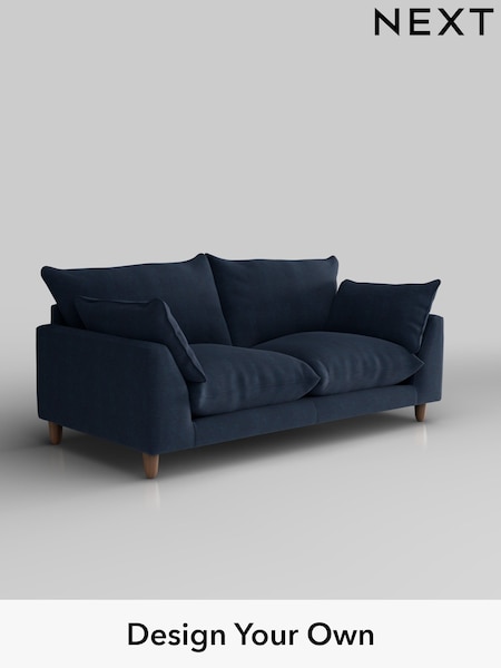 Fine Chenille Easy Clean/Dark Navy Blue Noa Deep Relaxed Sit (W44583) | £1,175