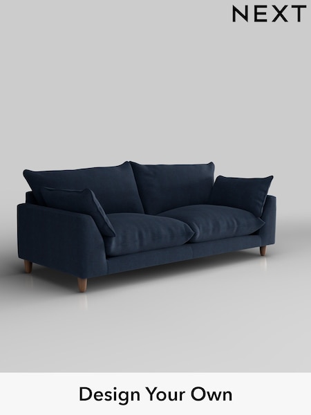 Fine Chenille Easy Clean/Dark Navy Blue Noa Deep Relaxed Sit (W44583) | £1,275