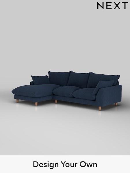 Fine Chenille Easy Clean/Dark Navy Blue Noa Deep Relaxed Sit (W44583) | £1,875