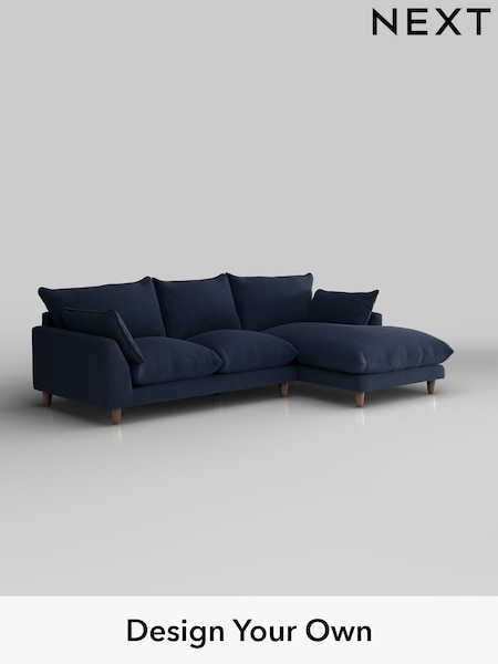 Fine Chenille Easy Clean/Dark Navy Blue Noa Deep Relaxed Sit (W44583) | £1,875