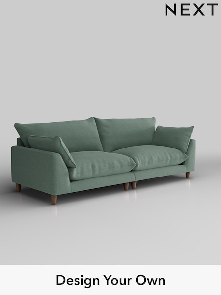 Fine Chenille Easy Clean/Light Forest Green Noa Deep Relaxed Sit (W44593) | £1,375