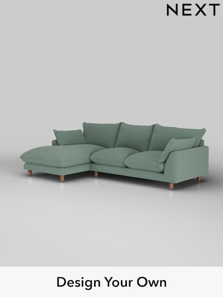 Fine Chenille Easy Clean/Light Forest Green Noa Deep Relaxed Sit (W44593) | £1,875