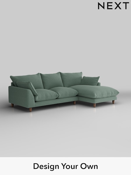 Fine Chenille Easy Clean/Light Forest Green Noa Deep Relaxed Sit (W44593) | £1,875