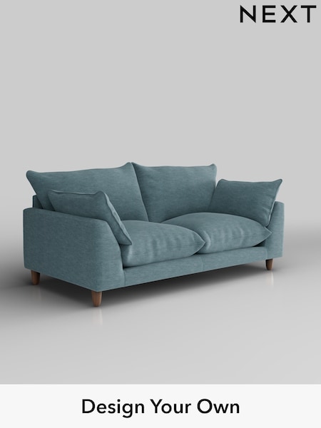 Fine Chenille Easy Clean/Mid Blue Noa Deep Relaxed Sit (W44595) | £1,175