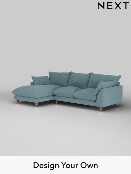 Fine Chenille Easy Clean/Mid Blue Noa Deep Relaxed Sit (W44595) | £1,875