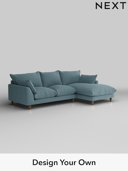 Fine Chenille Easy Clean/Mid Blue Noa Deep Relaxed Sit (W44595) | £1,875