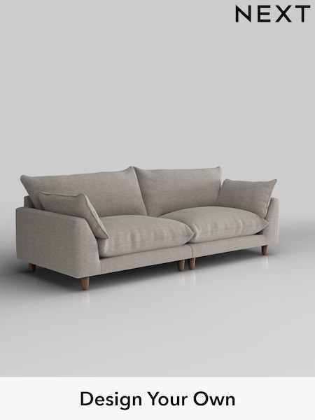 Fine Chenille Easy Clean/Light Steel Grey Noa Deep Relaxed Sit (W44598) | £1,375