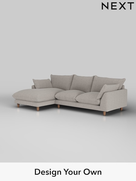 Fine Chenille Easy Clean/Light Steel Grey Noa Deep Relaxed Sit (W44598) | £1,875