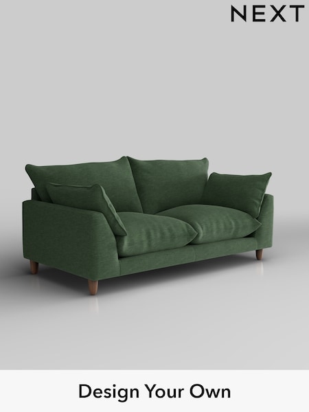 Fine Chenille Easy Clean/Mid Khaki Green Noa Deep Relaxed Sit (W44624) | £1,175
