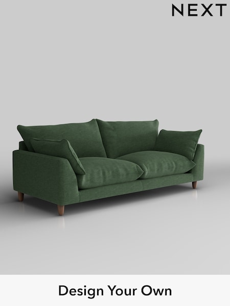 Fine Chenille Easy Clean/Mid Khaki Green Noa Deep Relaxed Sit (W44624) | £1,275
