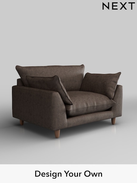Monza Faux Leather Easy Clean/Peppercorn Brown Noa Deep Relaxed Sit (W44652) | £975