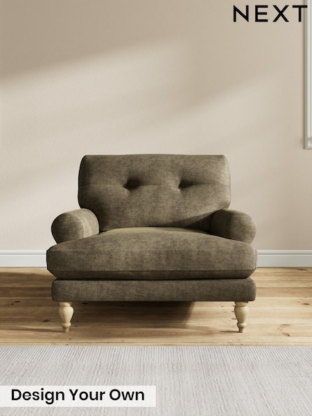 Plush Chenille/Moss Green - Erin Buttoned Back Deep Relaxed Sit