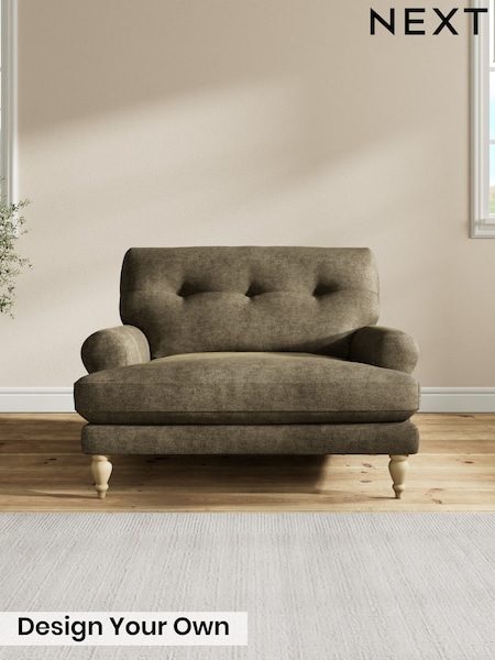 Plush Chenille/Moss Green - Erin Buttoned Back Deep Relaxed Sit