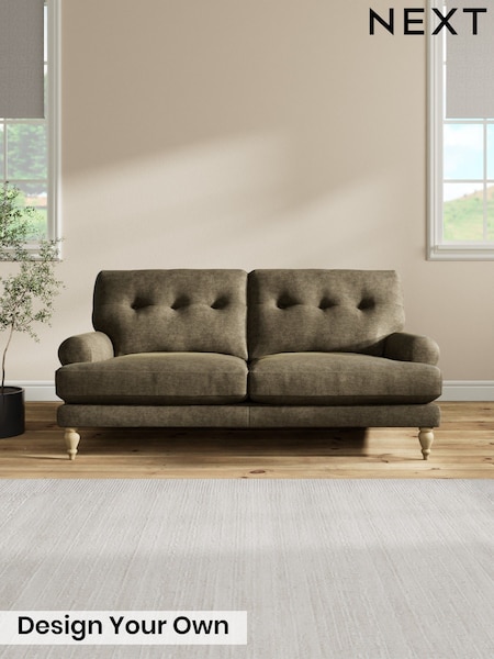 Plush Chenille/Moss Green - Erin Buttoned Back Deep Relaxed Sit