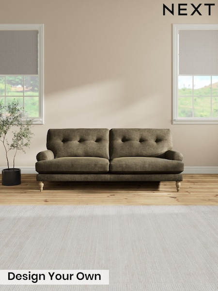 Plush Chenille/Moss Green - Erin Buttoned Back Deep Relaxed Sit