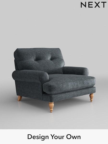 Plush Chenille/Slate Blue Erin Buttoned Back Deep Relaxed Sit (W44744) | £925