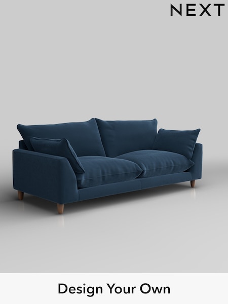 Plush Velvet Easy Clean/Airforce Blue Noa Deep Relaxed Sit (W44779) | £1,275
