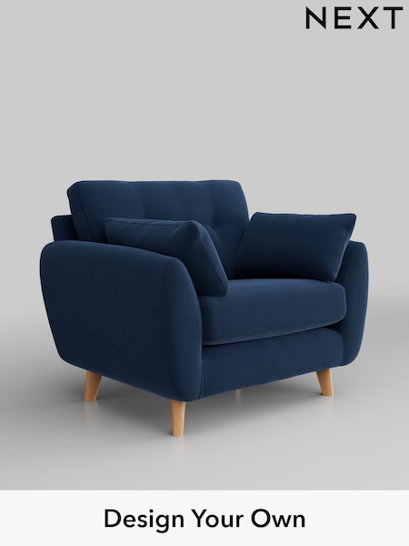 Plush Velvet Easy Clean/Airforce Blue Wilson Buttoned Back (W44785) | £699