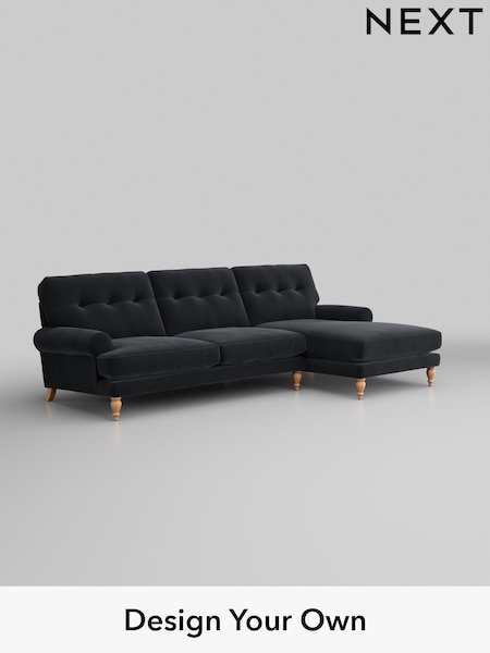 Plush Velvet Easy Clean/Charcoal Grey Erin Buttoned Back Deep Sit (W44796) | £1,975