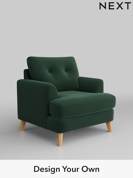 Plush Velvet Easy Clean/Bottle Green Parker Buttoned Back (W44798) | £925