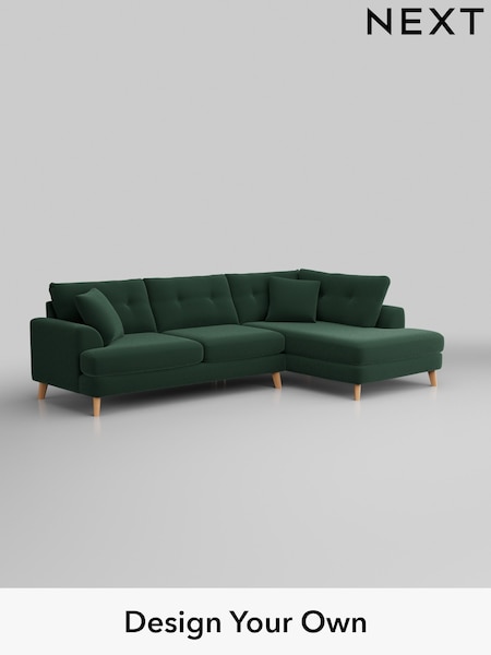 Plush Velvet Easy Clean/Bottle Green Parker Buttoned Back (W44798) | £2,425
