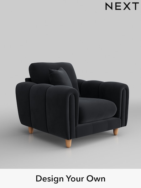 Plush Velvet Easy Clean/Charcoal Grey Odella (W44804) | £875