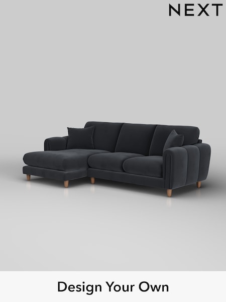 Plush Velvet Easy Clean/Charcoal Grey Odella (W44804) | £1,950