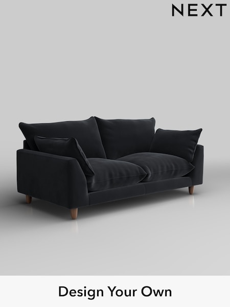 Plush Velvet Easy Clean/Charcoal Grey Noa Deep Relaxed Sit (W44805) | £1,175