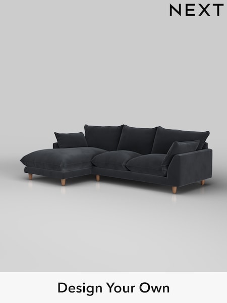 Plush Velvet Easy Clean/Charcoal Grey Noa Deep Relaxed Sit (W44805) | £1,875
