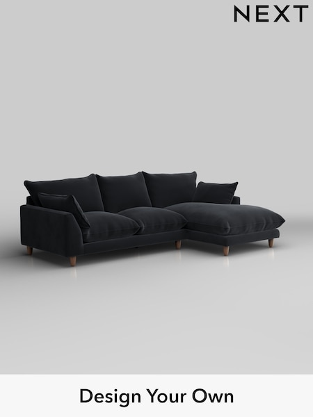 Plush Velvet Easy Clean/Charcoal Grey Noa Deep Relaxed Sit (W44805) | £1,875