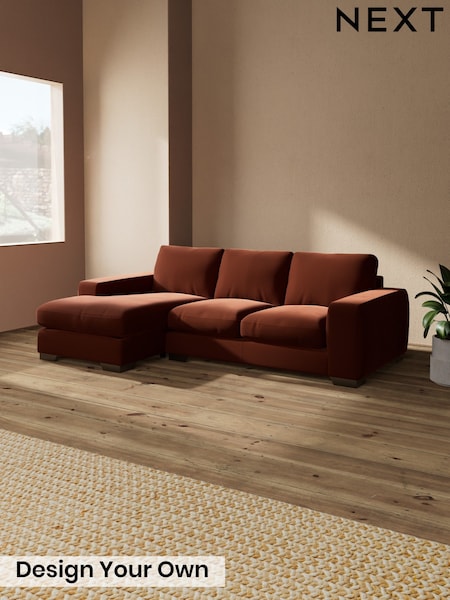 Plush Velvet Easy Clean/Ginger Orange Houghton Deep Relaxed Sit (W44809) | £2,125