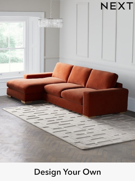 Plush Velvet Easy Clean/Ginger Orange Houghton Deep Relaxed Sit (W44809) | £2,325