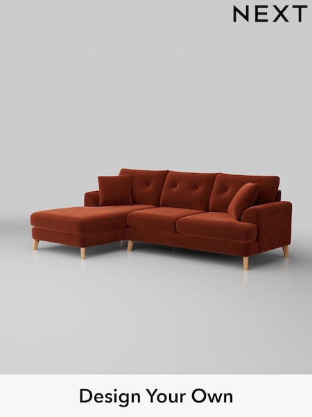 Plush Velvet Easy Clean/Ginger Orange Parker Buttoned Back (W44810) | £2,199