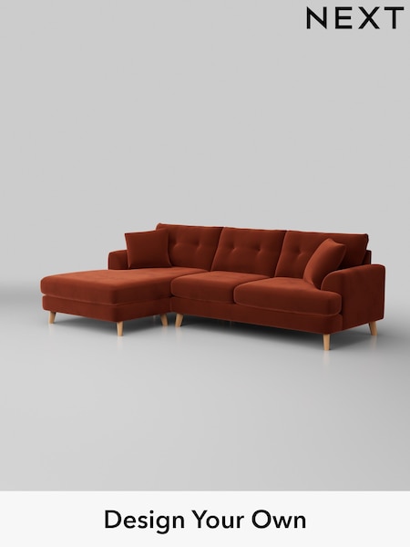 Plush Velvet Easy Clean/Ginger Orange Parker Buttoned Back (W44810) | £2,350
