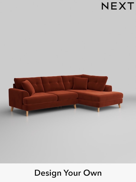Plush Velvet Easy Clean/Ginger Orange Parker Buttoned Back (W44810) | £2,325