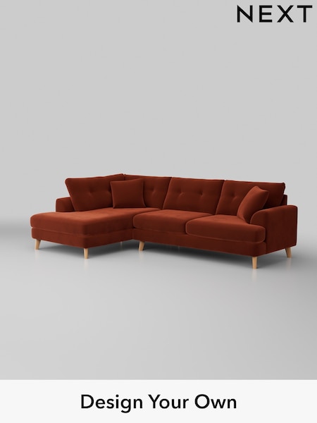 Plush Velvet Easy Clean/Ginger Orange Parker Buttoned Back (W44810) | £2,425