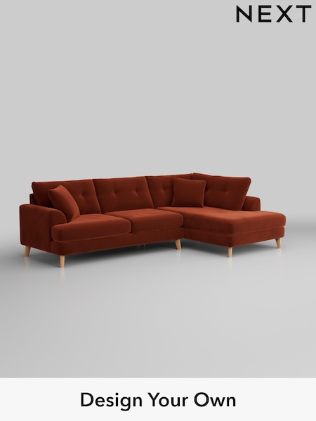 Plush Velvet Easy Clean/Ginger Orange Parker Buttoned Back (W44810) | £2,425
