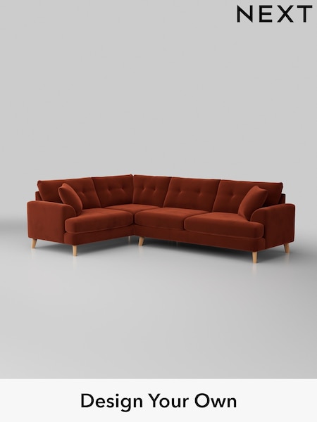 Plush Velvet Easy Clean/Ginger Orange Parker Buttoned Back (W44810) | £2,475