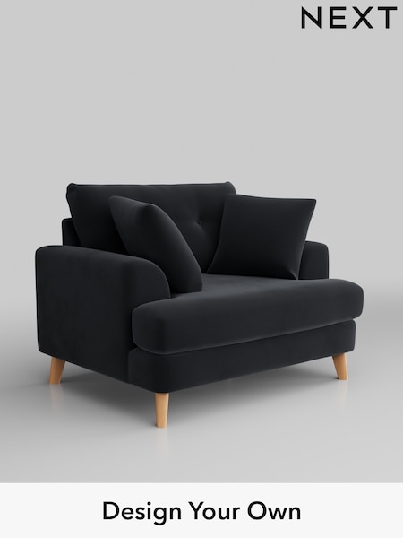 Plush Velvet Easy Clean/Charcoal Grey Parker Buttoned Back (W44813) | £1,025