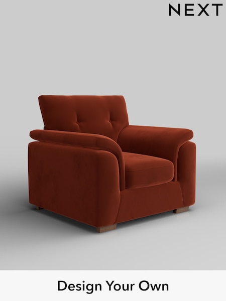 Plush Velvet Easy Clean/Ginger Orange Hayden Buttoned Back (W44821) | £750
