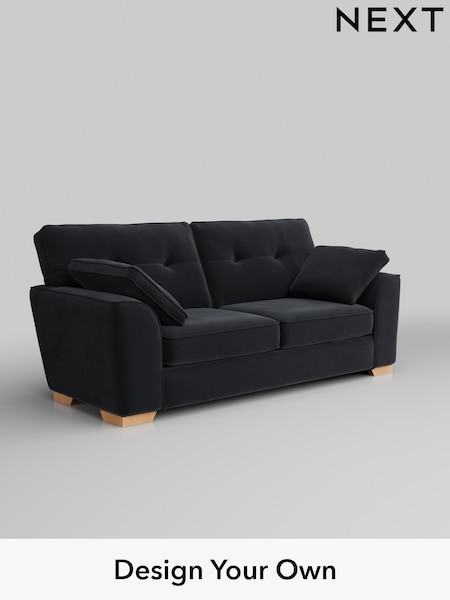 Plush Velvet Easy Clean/Charcoal Grey Stamford Buttoned Back (W44822) | £1,299