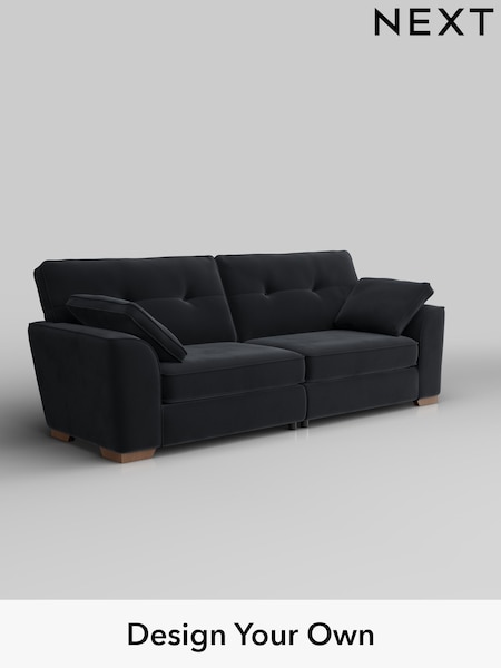 Plush Velvet Easy Clean/Charcoal Grey Stamford Buttoned Back (W44822) | £1,399