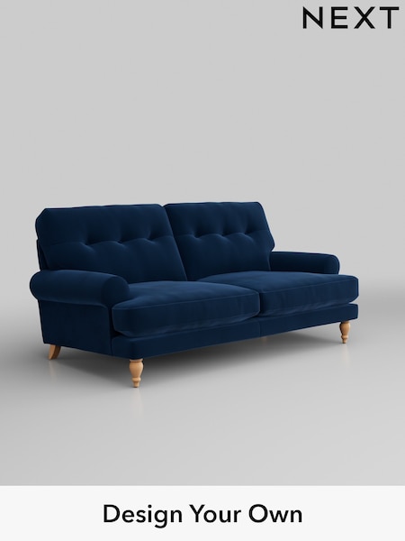 Plush Velvet Easy Clean/Navy Blue Erin Buttoned Back Deep Sit (W44858) | £1,275