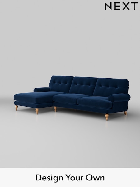Plush Velvet Easy Clean/Navy Blue Erin Buttoned Back Deep Sit (W44858) | £1,975