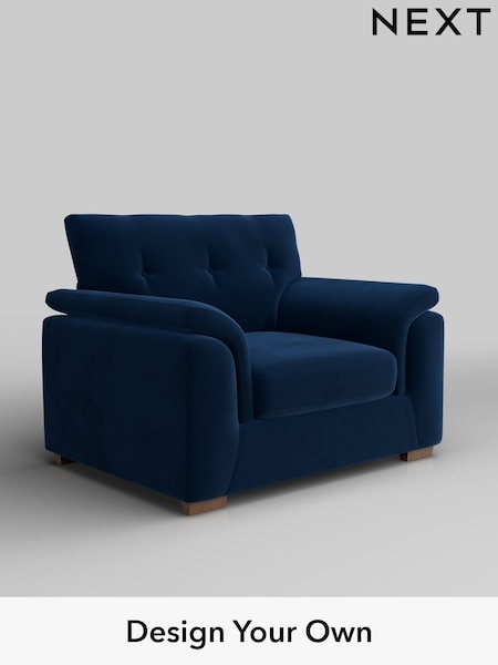 Plush Velvet Easy Clean/Navy Blue Hayden Buttoned Back (W44859) | £850