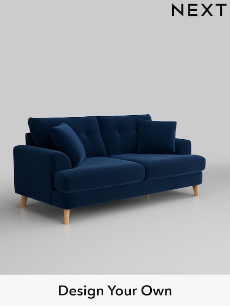 Plush Velvet Easy Clean/Navy Blue Parker Buttoned Back (W44861) | £1,425